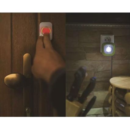 Trådlös dörrklocka för vägguttag 230V + 1xCR2032 IP44 grön