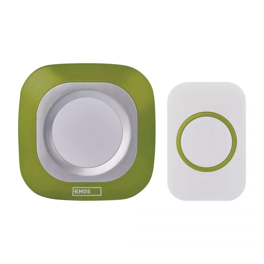 Trådlös dörrklocka för vägguttag 230V + 1xCR2032 IP44 grön