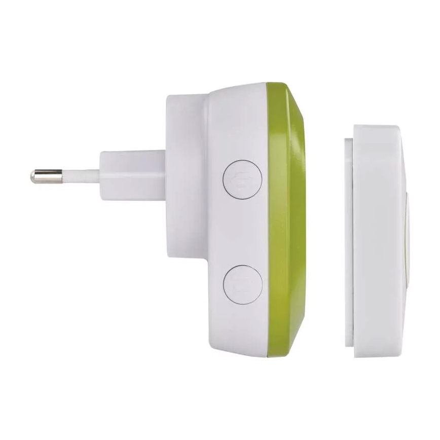 Trådlös dörrklocka för vägguttag 230V + 1xCR2032 IP44 grön