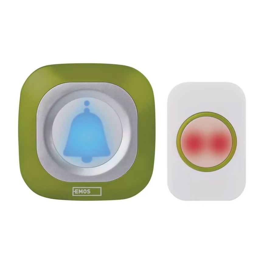 Trådlös dörrklocka för vägguttag 230V + 1xCR2032 IP44 grön