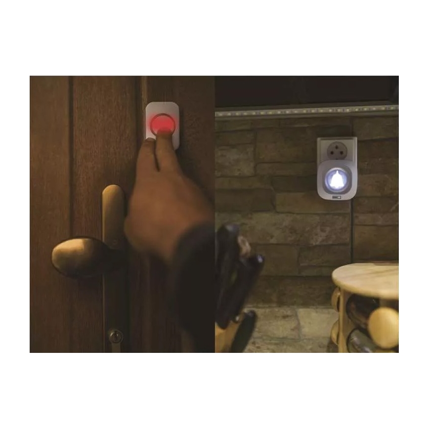 Trådlös dörrklocka för vägguttag 230V + 1xCR2032 IP44 vit