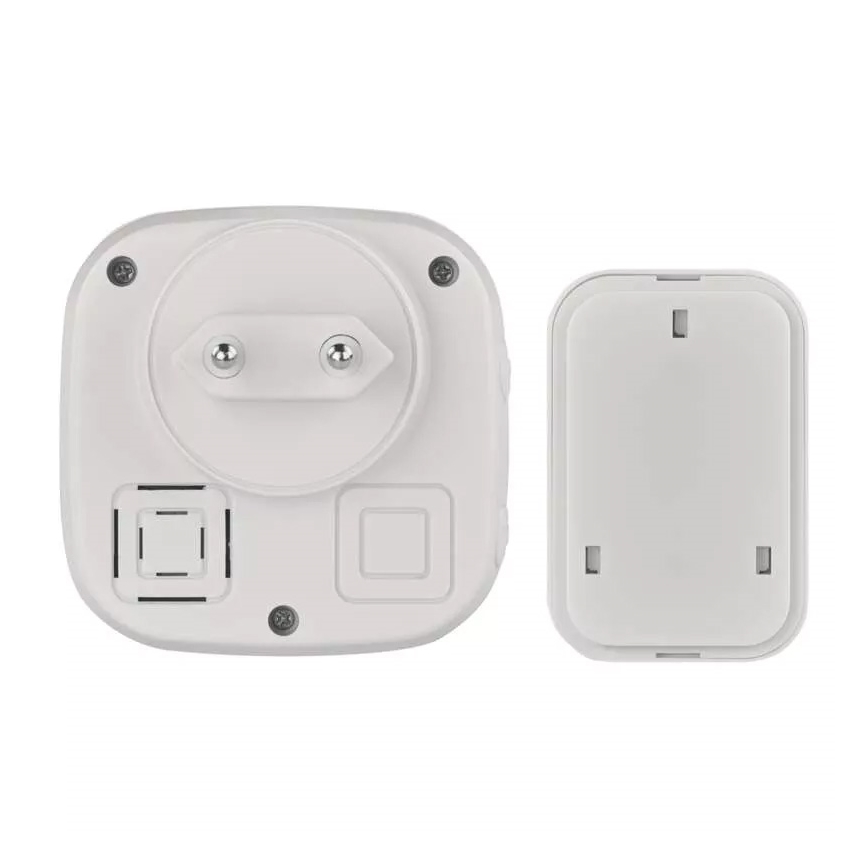 Trådlös dörrklocka för vägguttag 230V + 1xCR2032 IP44 vit