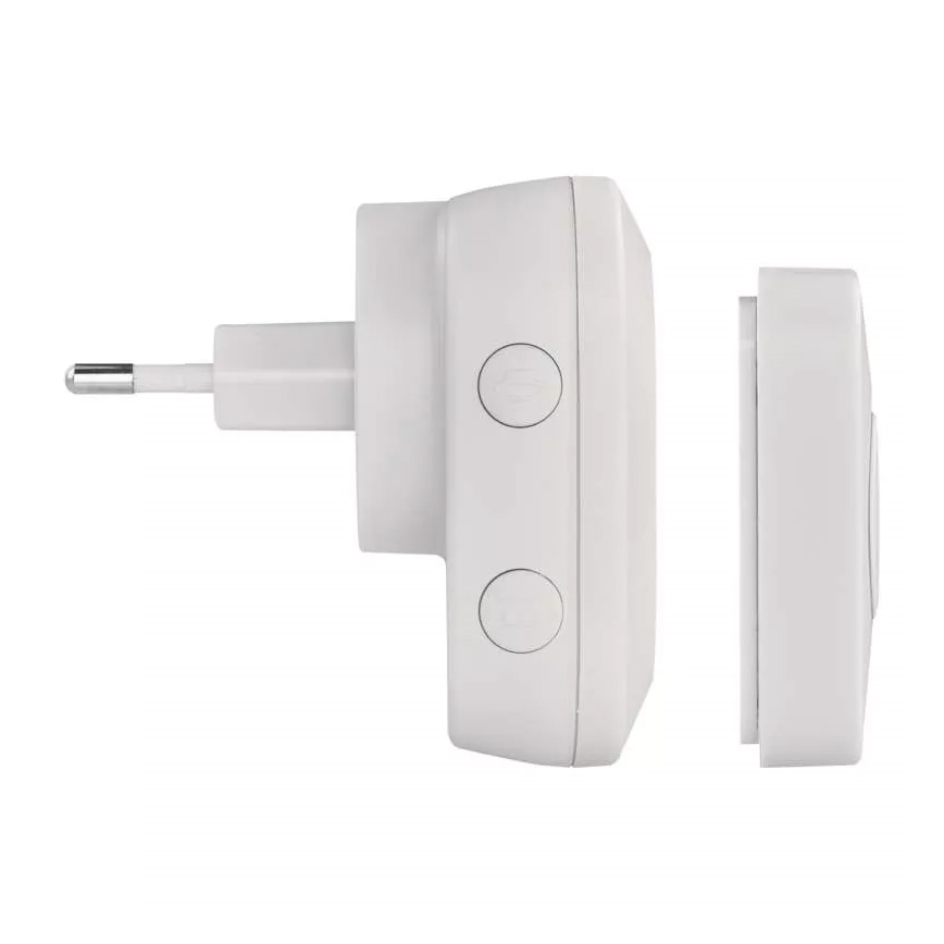 Trådlös dörrklocka för vägguttag 230V + 1xCR2032 IP44 vit