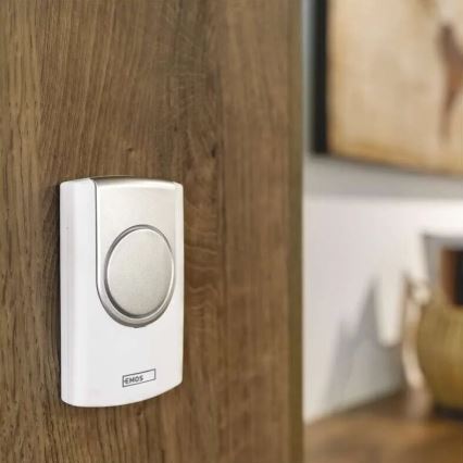 Trådlös dörrklocka 3xAA/1xCR2032 IP44 vit/silver