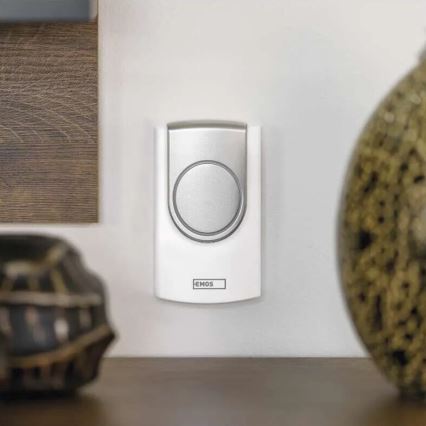 Trådlös dörrklocka 3xAA/1xCR2032 IP44 vit/silver