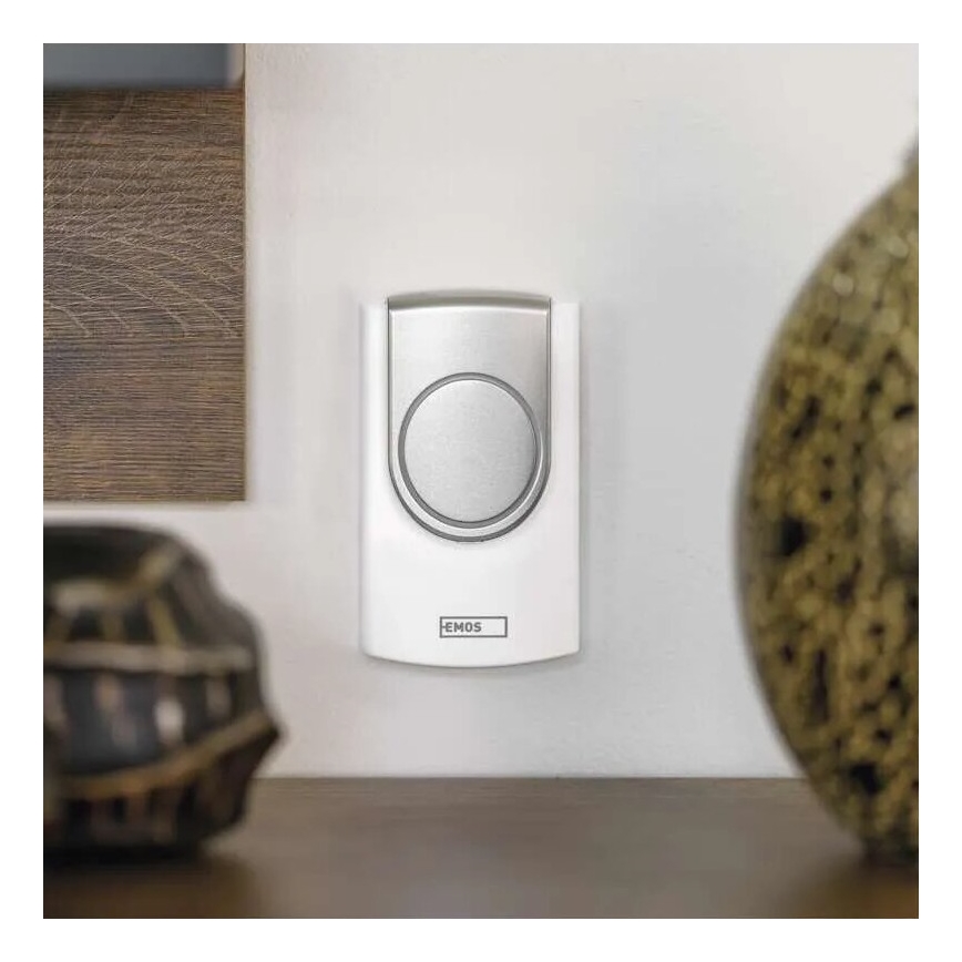 Trådlös dörrklocka 3xAA/1xCR2032 IP44 vit/silver