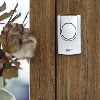 Trådlös dörrklocka 3xAA/1xCR2032 IP44 vit/silver