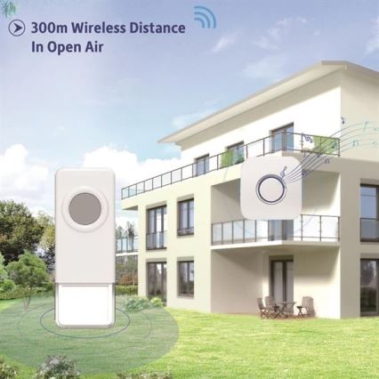 Trådlös dörrklocka 3xAAA/1xA23 IP55 vit