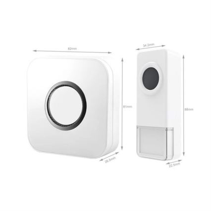 Trådlös dörrklocka 3xAAA/1xA23 IP55 vit
