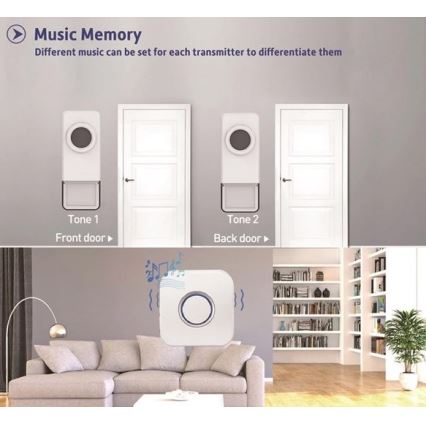 Trådlös dörrklocka 3xAAA IP55 svart