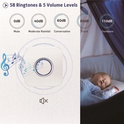 Trådlös dörrklocka 3xAAA IP55 svart