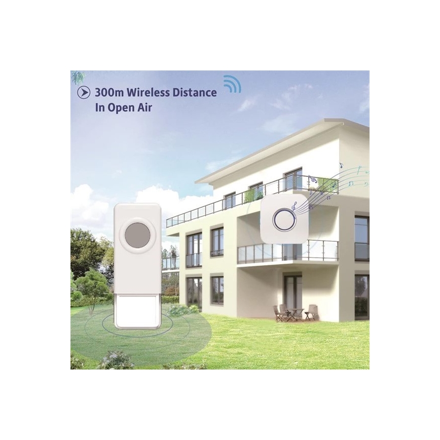 Trådlös dörrklocka 3xAAA IP55 svart