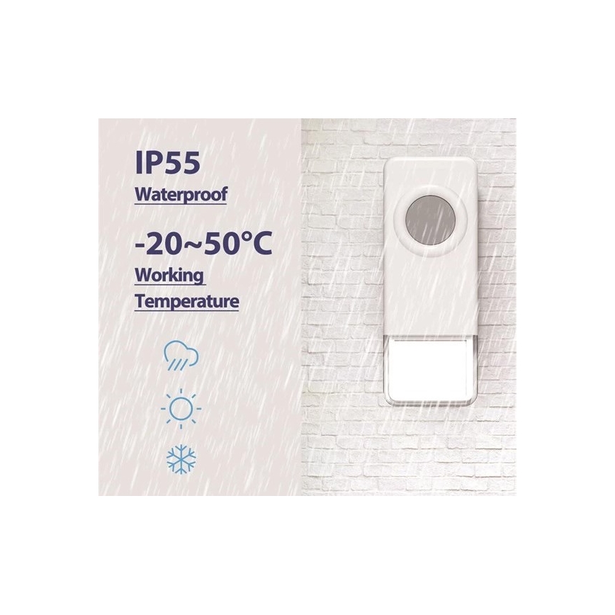 Trådlös dörrklocka 3xAAA IP55 svart