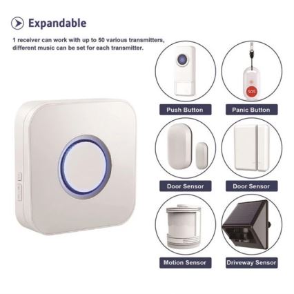 Trådlös dörrklocka 3xAAA IP55 svart