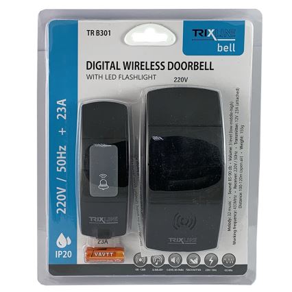 Trådlös dörrklocka för vägguttag BELL 230V + 1x23A svart