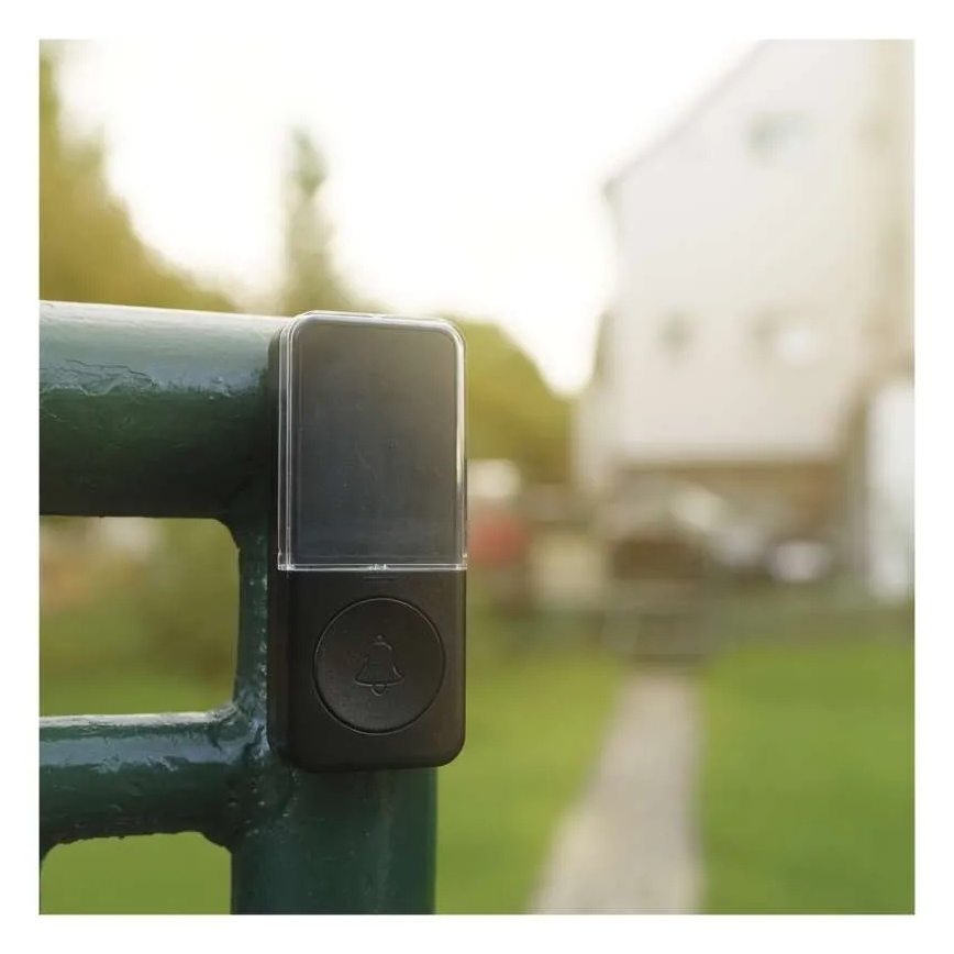 Trådlös dörrklocka för 230V-uttag + 1xCR2032, svart