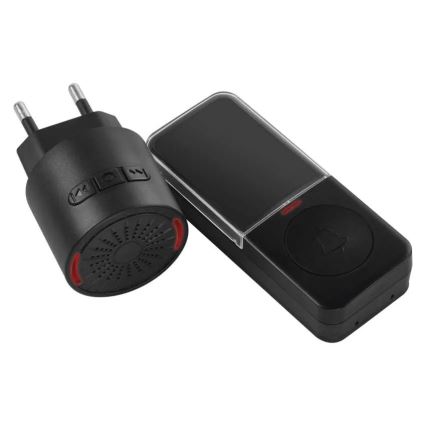 Trådlös dörrklocka för 230V-uttag + 1xCR2032, svart