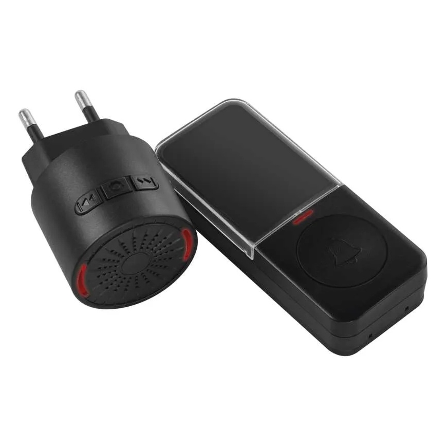 Trådlös dörrklocka för 230V-uttag + 1xCR2032, svart