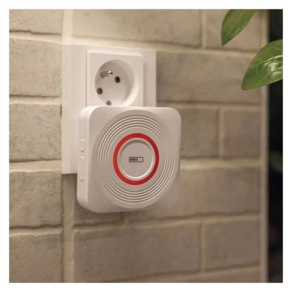Trådlös dörrklocka för eluttag GoSmart 230V + 1xCR2032 vit Wi‑Fi