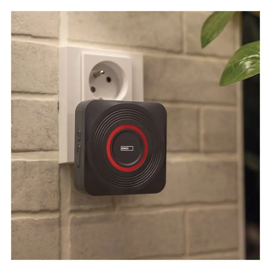 Trådlös dörrklocka för vägguttag GoSmart 230V + 1xCR2032 grå Wi-Fi