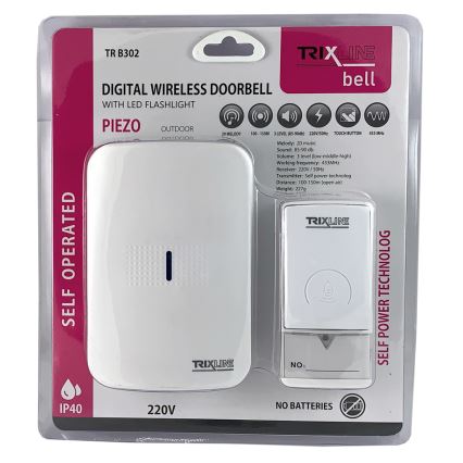 Trådlös dörrklocka för vägguttag PIEZO BELL 230V + 1x23A IP40 vit