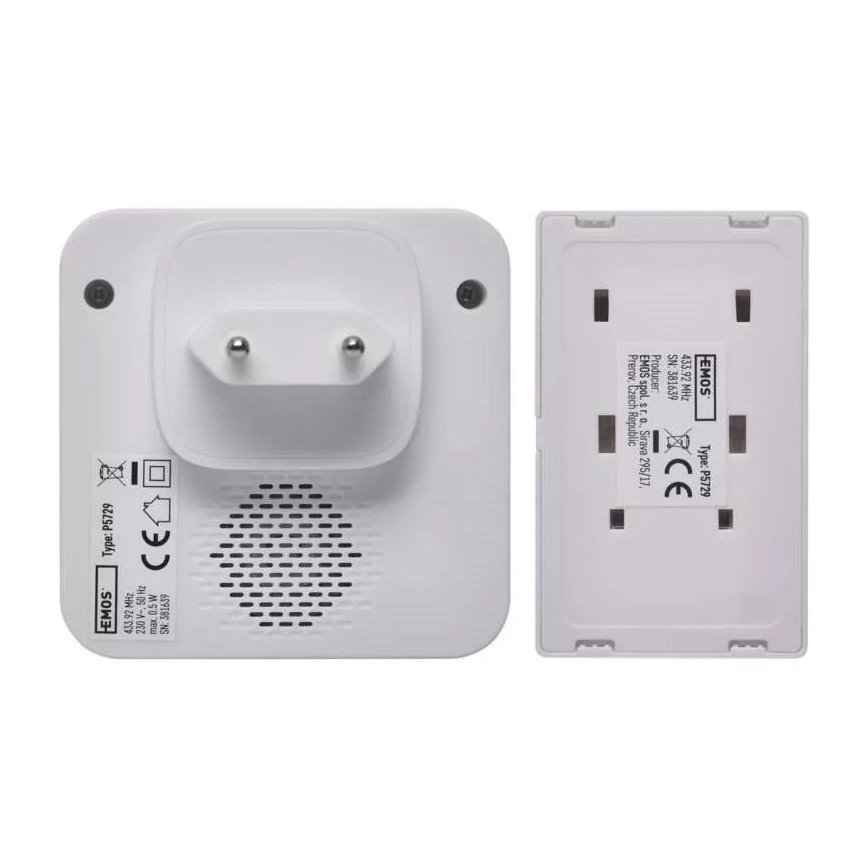 Trådlös ringklocka för vägguttag 230V IP44 vit