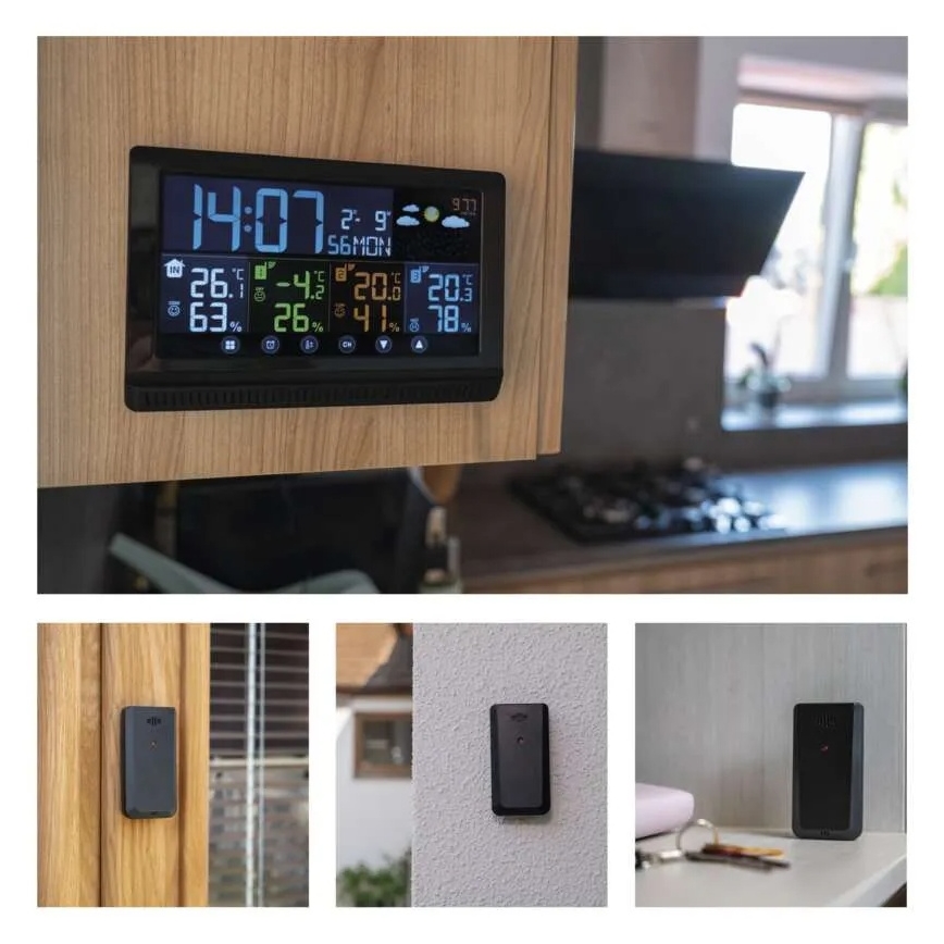 Trådlös väderstation med tre sensorer 5V/3xAAA + 2xAAA