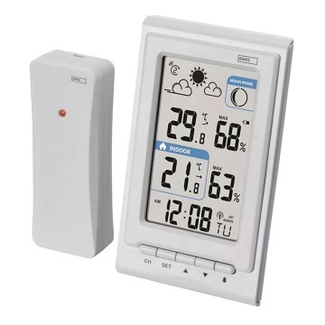 Trådlös väderstation med väckarklocka 2xAAA + 2xAA vit