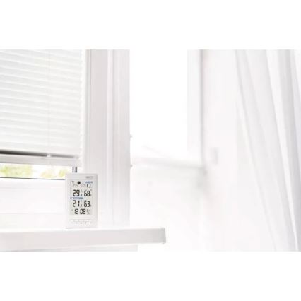 Trådlös väderstation med väckarklocka 2xAAA + 2xAA vit