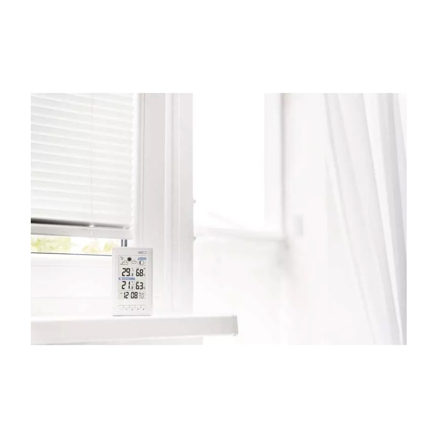 Trådlös väderstation med väckarklocka 2xAAA + 2xAA vit