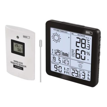 Trådlös väderstation med väckarklocka 3xAA + 2xAAA svart