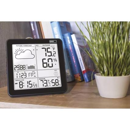 Trådlös väderstation med väckarklocka 3xAA + 2xAAA svart