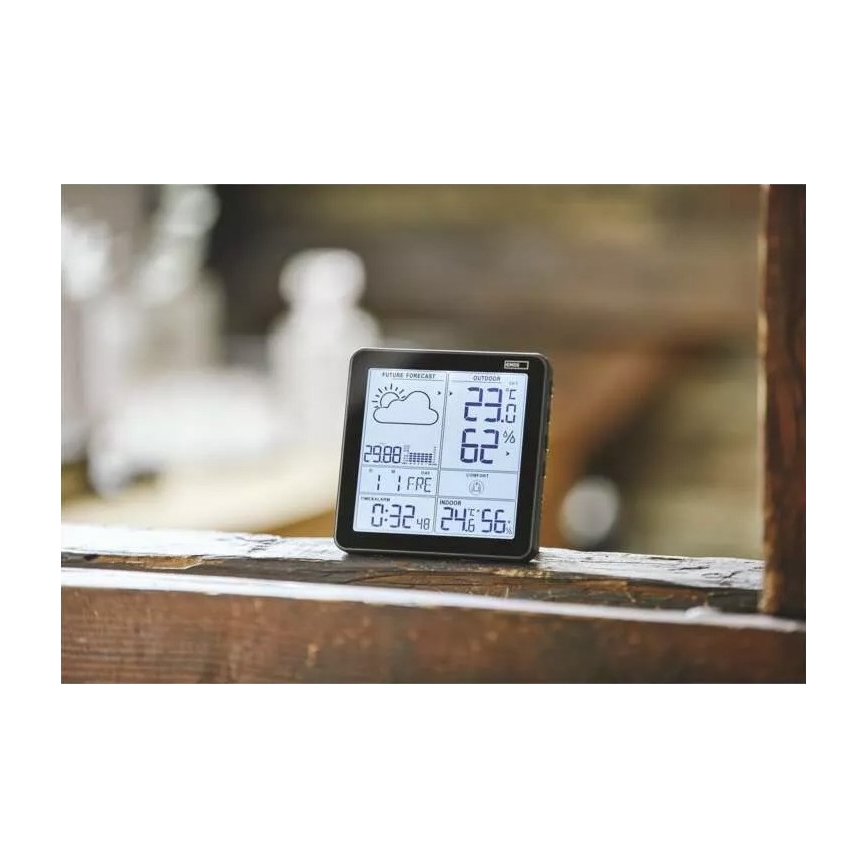 Trådlös väderstation med väckarklocka 3xAA + 2xAAA svart