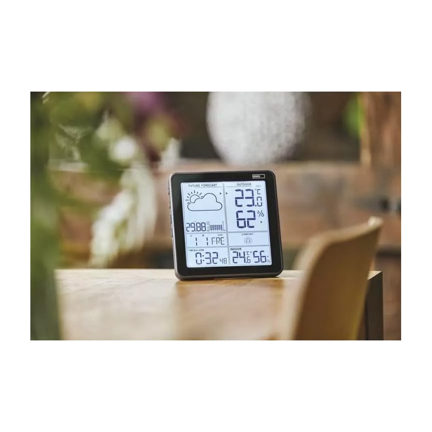 Trådlös väderstation med väckarklocka 3xAA + 2xAAA svart