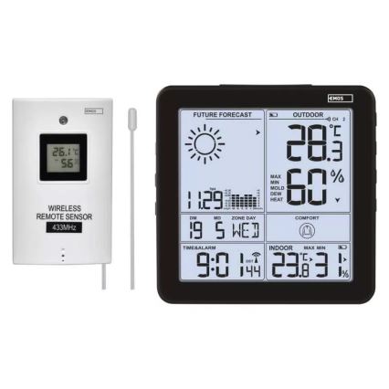 Trådlös väderstation med väckarklocka 3xAA + 2xAAA svart