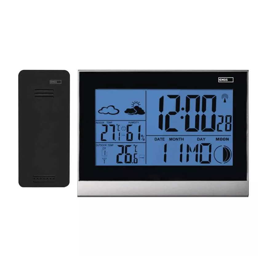 Trådlös väderstation med väckarklocka 3xAAA + 2xAAA svart