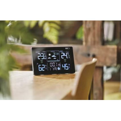Trådlös väderstation med väckarklocka 5V/3xAAA + 2xAAA svart