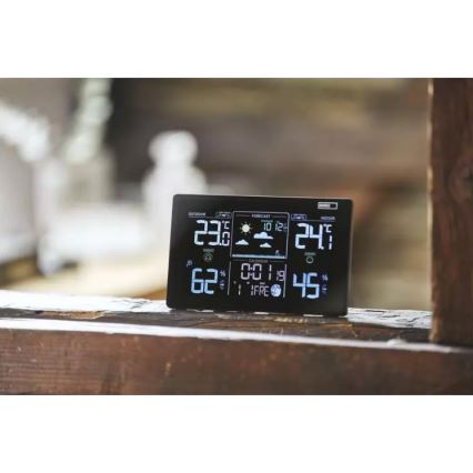 Trådlös väderstation med väckarklocka 5V/3xAAA + 2xAAA svart