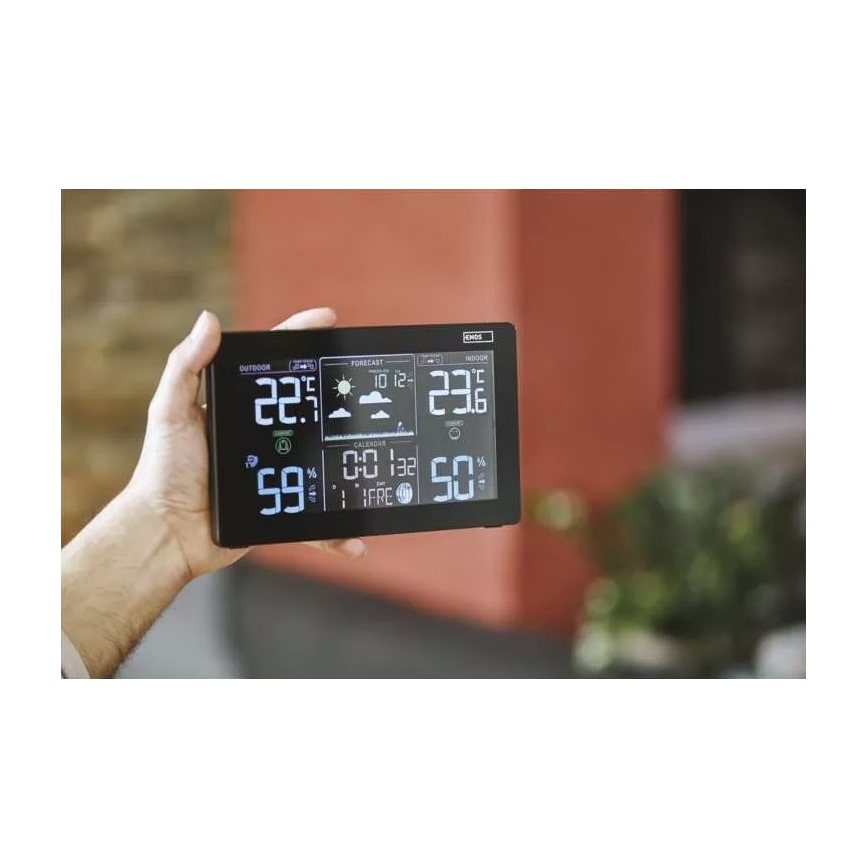 Trådlös väderstation med väckarklocka 5V/3xAAA + 2xAAA svart