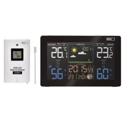 Trådlös väderstation med väckarklocka 5V/3xAAA + 2xAAA svart