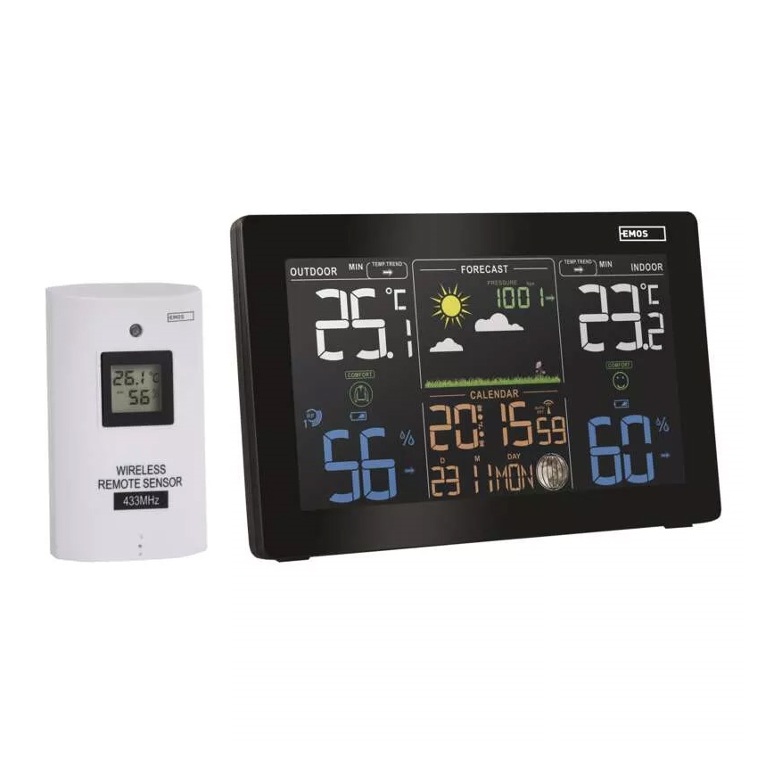 Trådlös väderstation med väckarklocka 5V/3xAAA + 2xAAA svart