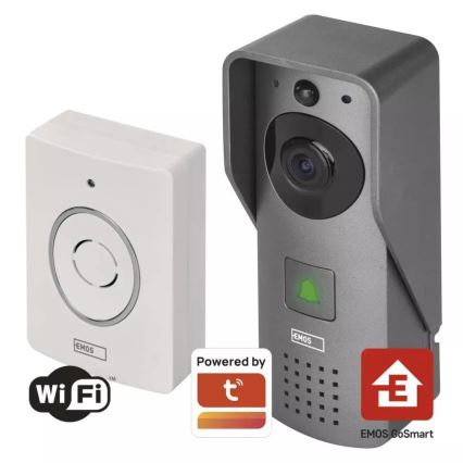 Trådlös videodörrklocka med rörelsesensor GoSmart 12V/3xAA IP44 Wi-Fi Tuya
