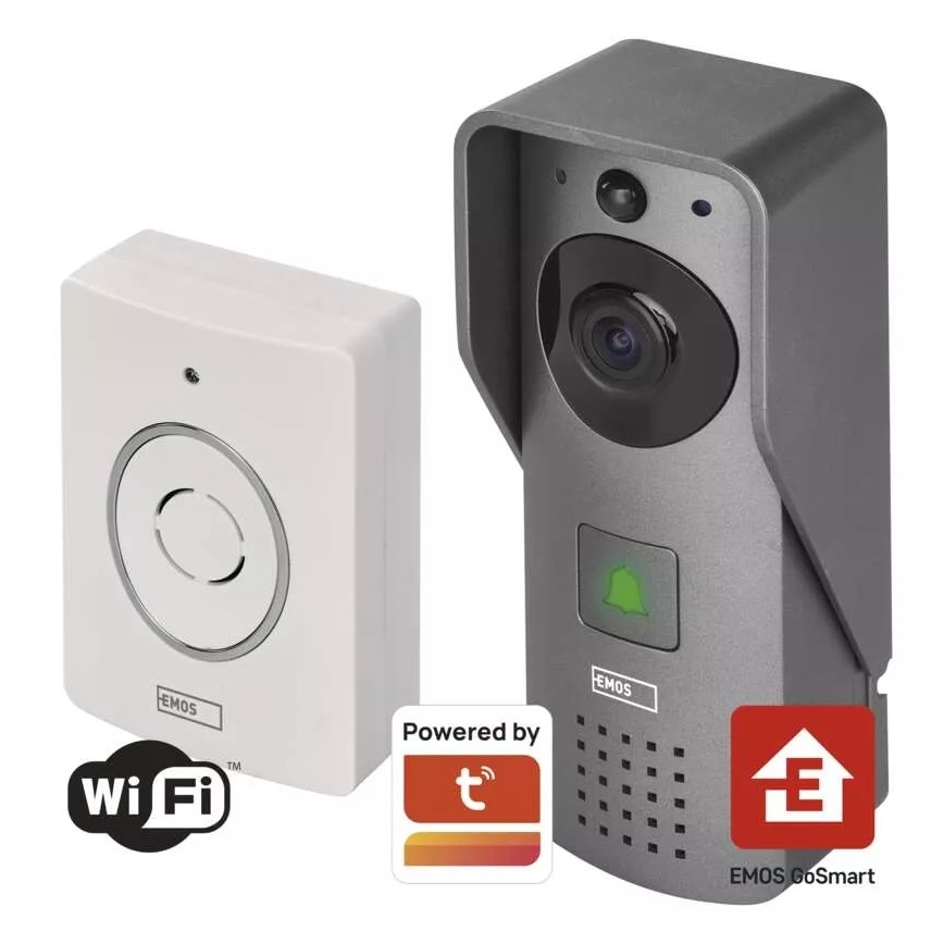 Trådlös videodörrklocka med rörelsesensor GoSmart 12V/3xAA IP44 Wi-Fi Tuya