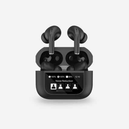 Trådlösa hörlurar med LCD-skärm 300 mAh + 2x 30 mAh svart