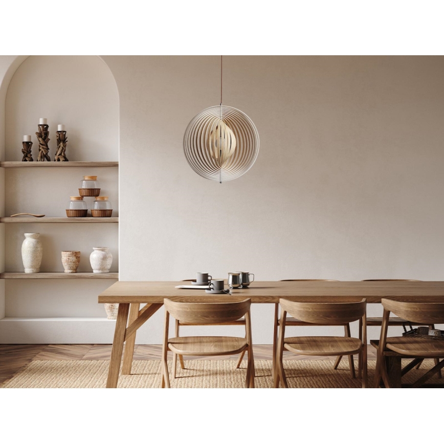 Träpendel med kabel 1xE27/60W/230V Ø 50 cm massiv/faner/gummiträ