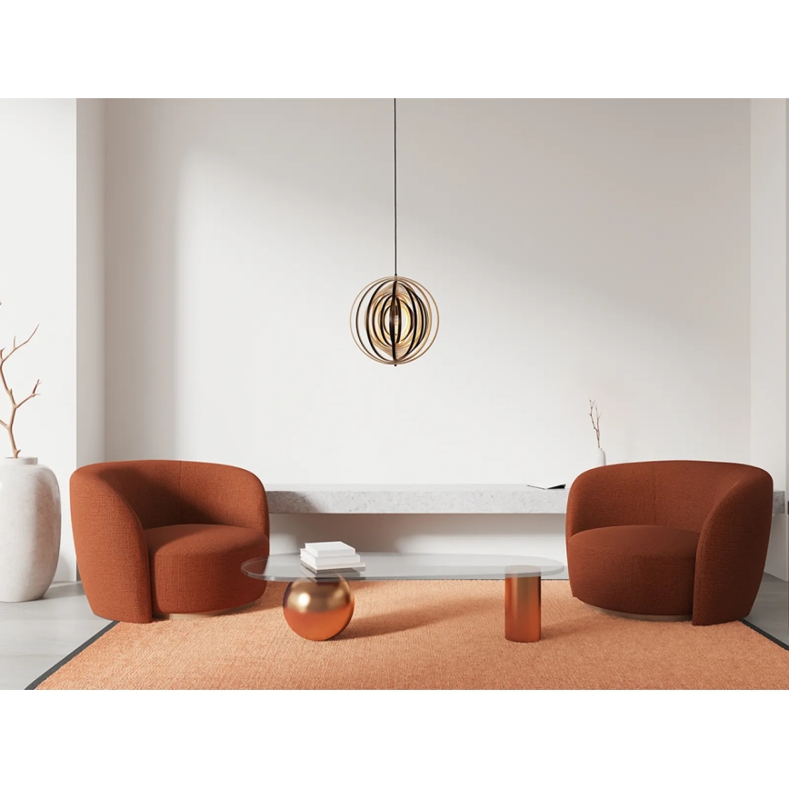 Träpendel med vajer 1xE27/60W/230V Ø 43,5 cm massiv/fanér/gummiträ