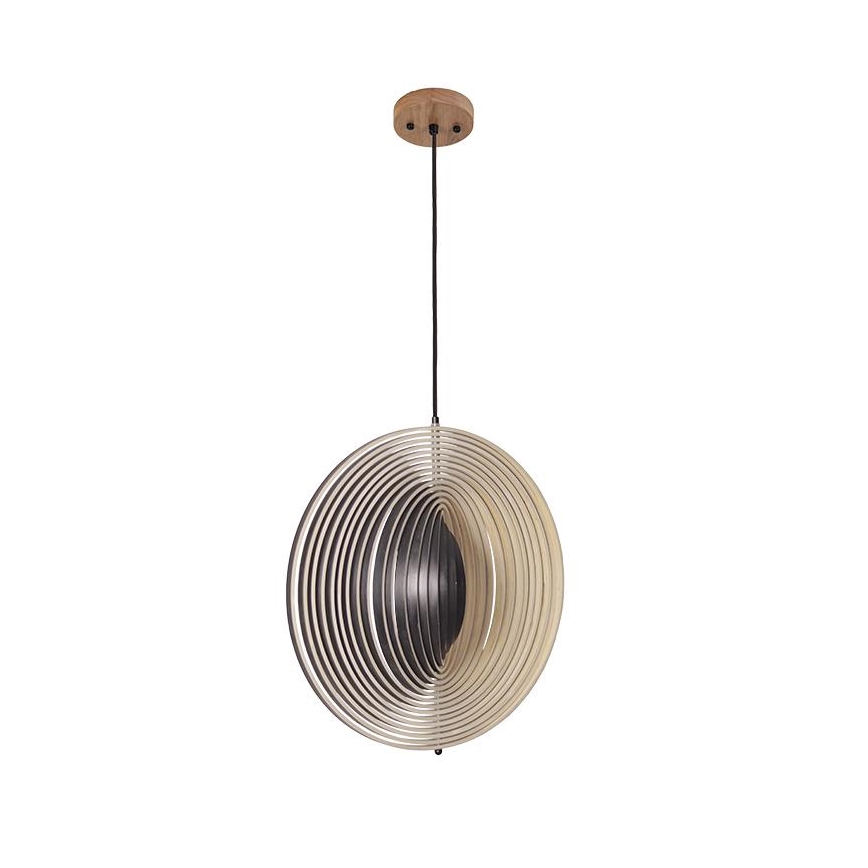 Träpendel med vajer 1xE27/60W/230V Ø 43,5 cm massiv/fanér/gummiträ