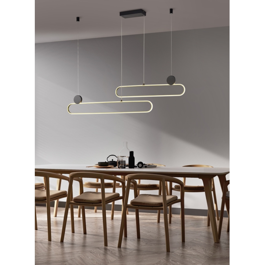 Trio - Dimbar LED-pendellampa på vajer GRANT LED/54W/230V 2300/3000/4000K svart/guld