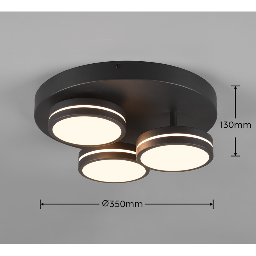 Trio - dimbar LED-taklampa FRANKLIN 3xLED/8,5W/230V 3000K Ø 35 cm svart