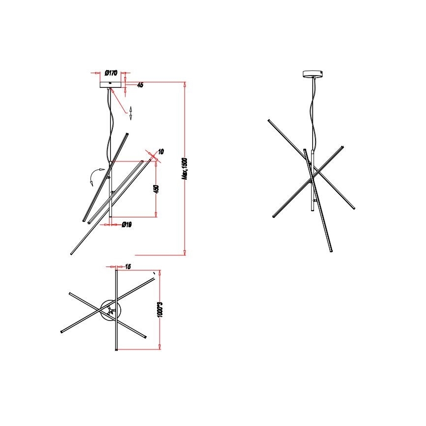 Trio - LED Dimbar ljuskrona med upphängning TIRIAC 3xLED/8,5W/230V vit